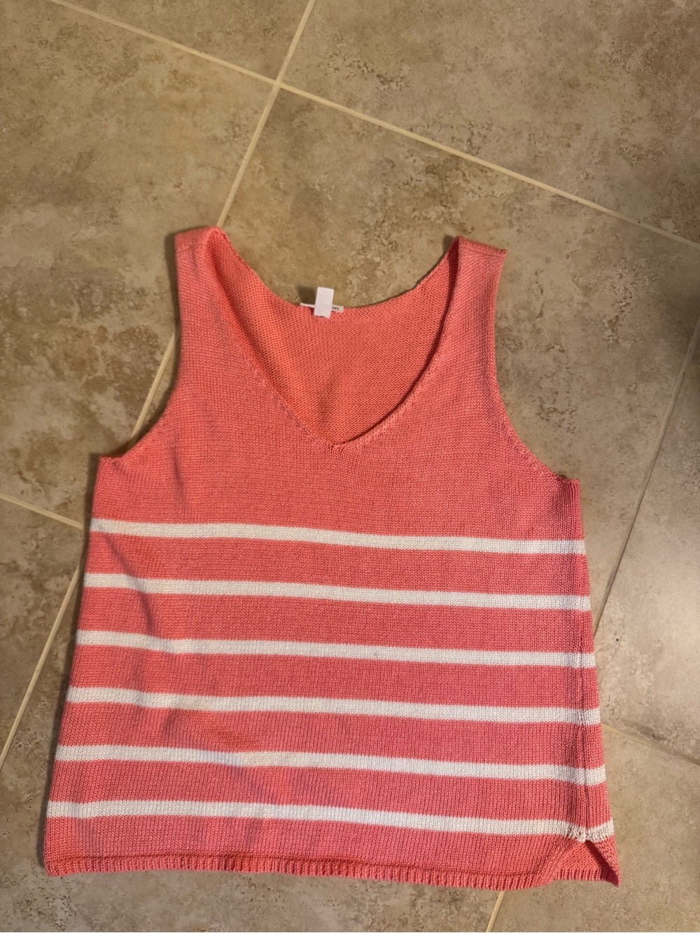 Coral Tribal  Striped Knit Tank Top L
